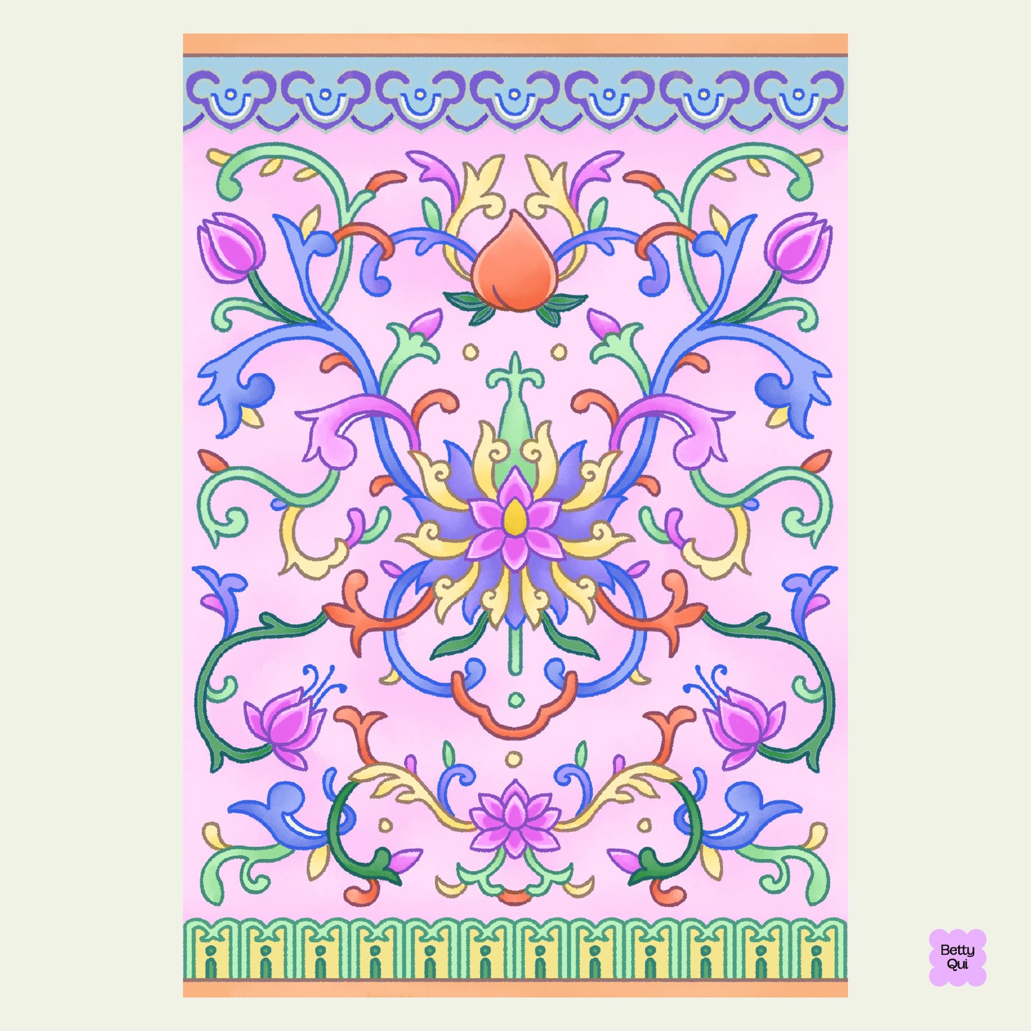 Pink Ornaments A6 Print