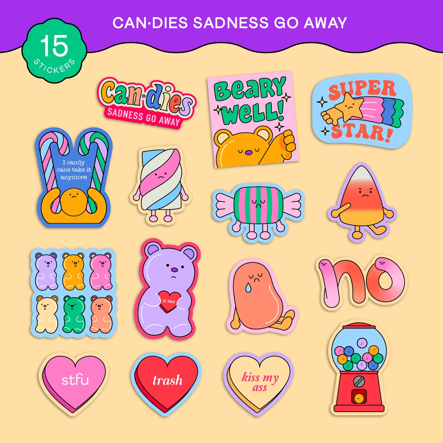 Can•dies Sadness Go Away Sticker Box