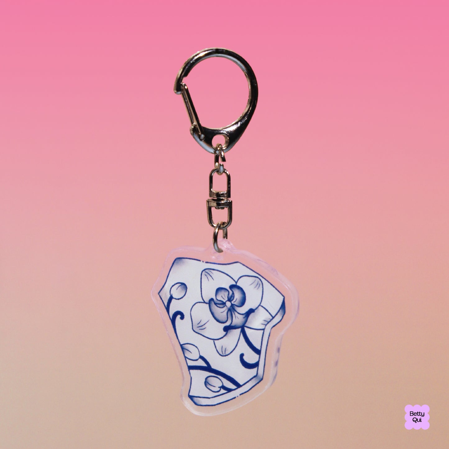 Orchid Porcelain Keychain