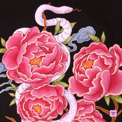 Snake & Peonies Tote Bag