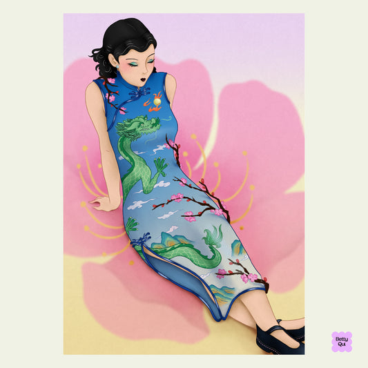 The Qipao of Spring A6 Print