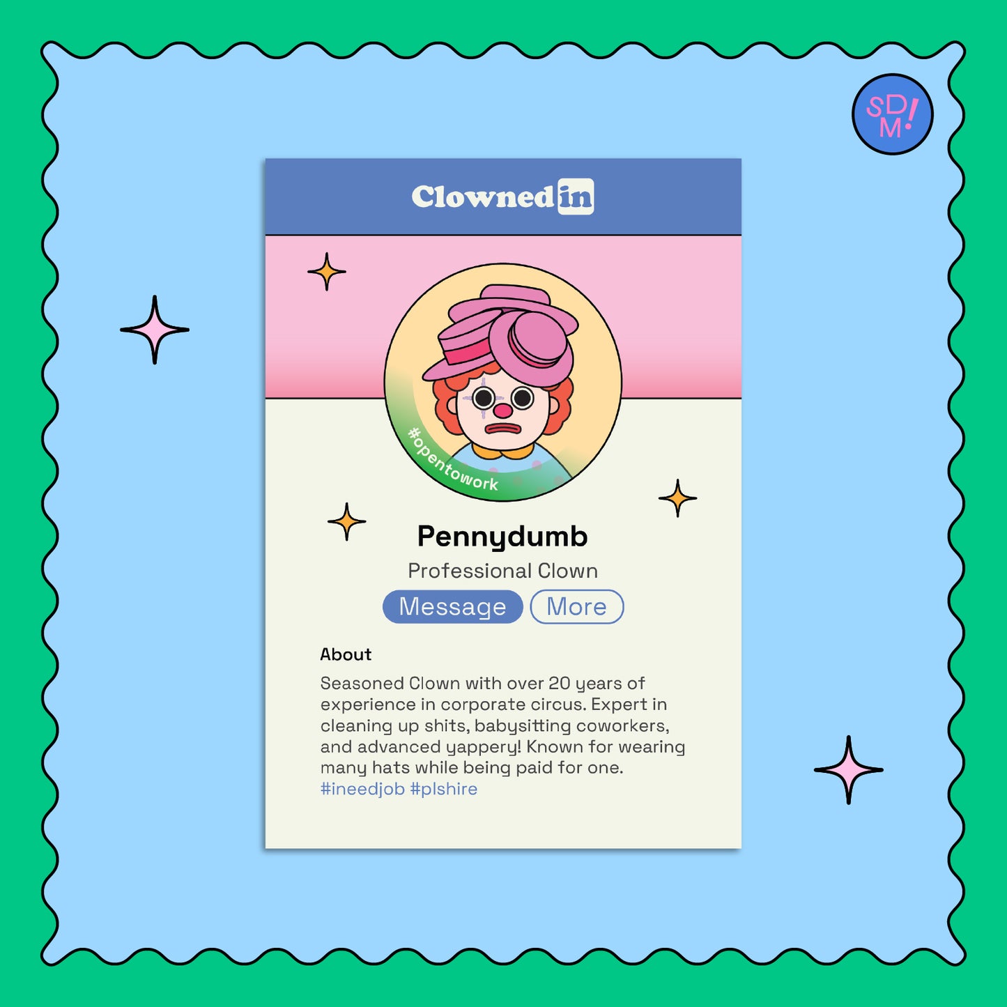 ClownedIn Post Card