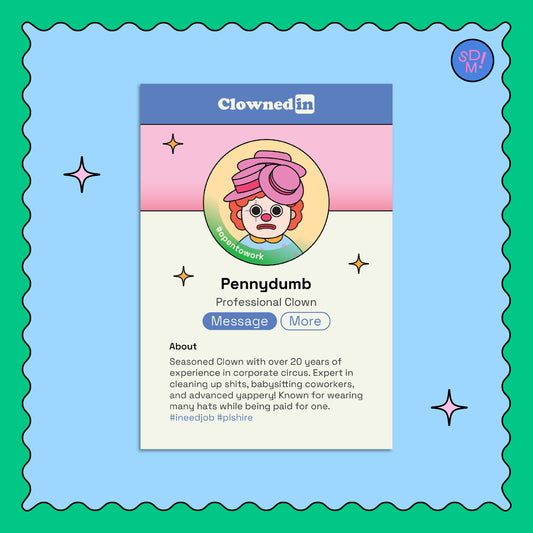 ClownedIn Post Card